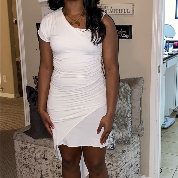 Bebe Asymmetrical white dress size small - Picture 3 of 6